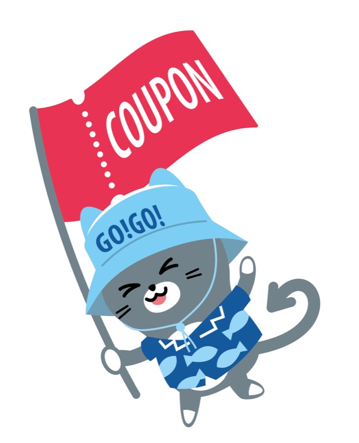 GO!GO!cat 揮著優惠券旗幟,陪你探索日本購物優惠